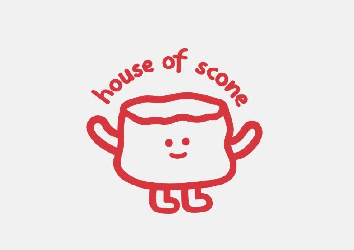 Playful House of Scone character with smiling scone mascot